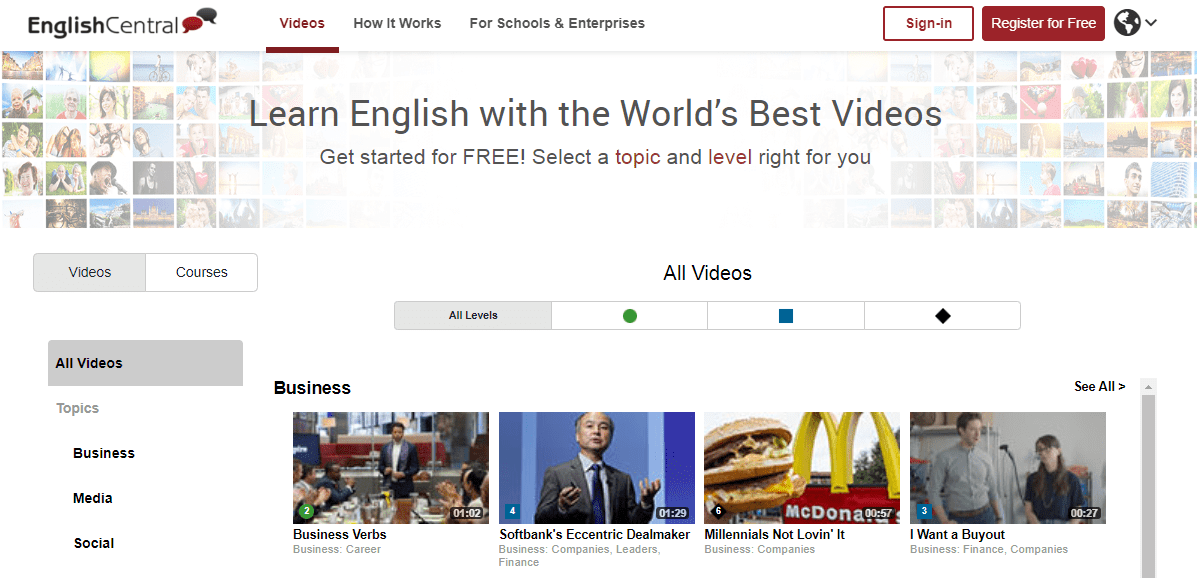 English Central - Learning with best videos