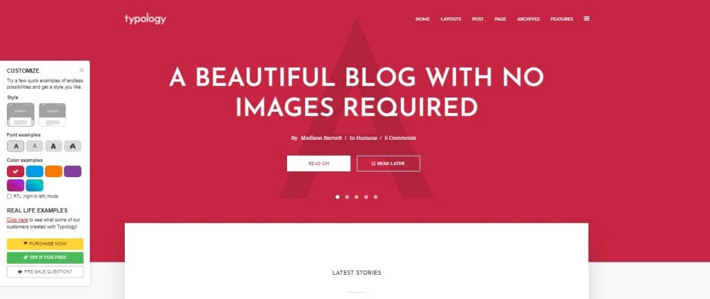 Typology ultra minimalist wordpress theme