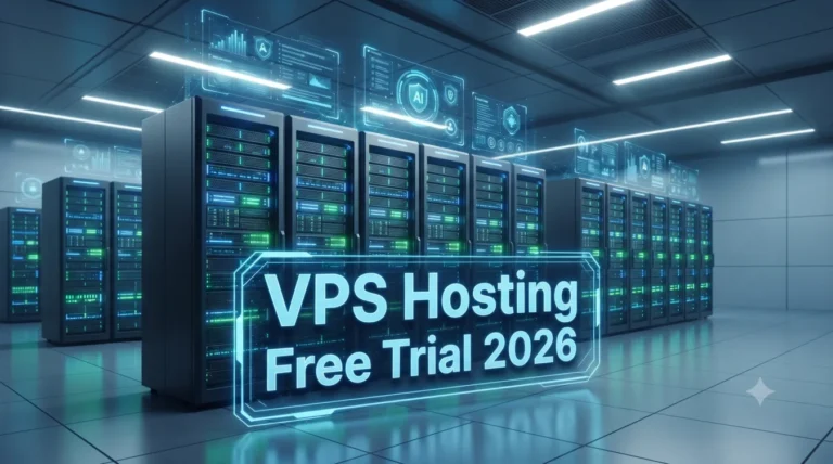 Technical professional evaluating VPS performance, trial value, and long-term cost in a premium cloud operations room
