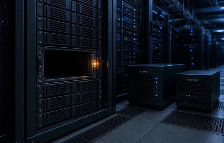 Empty drive bay beside alternative storage hardware for BuyVM slab replacement